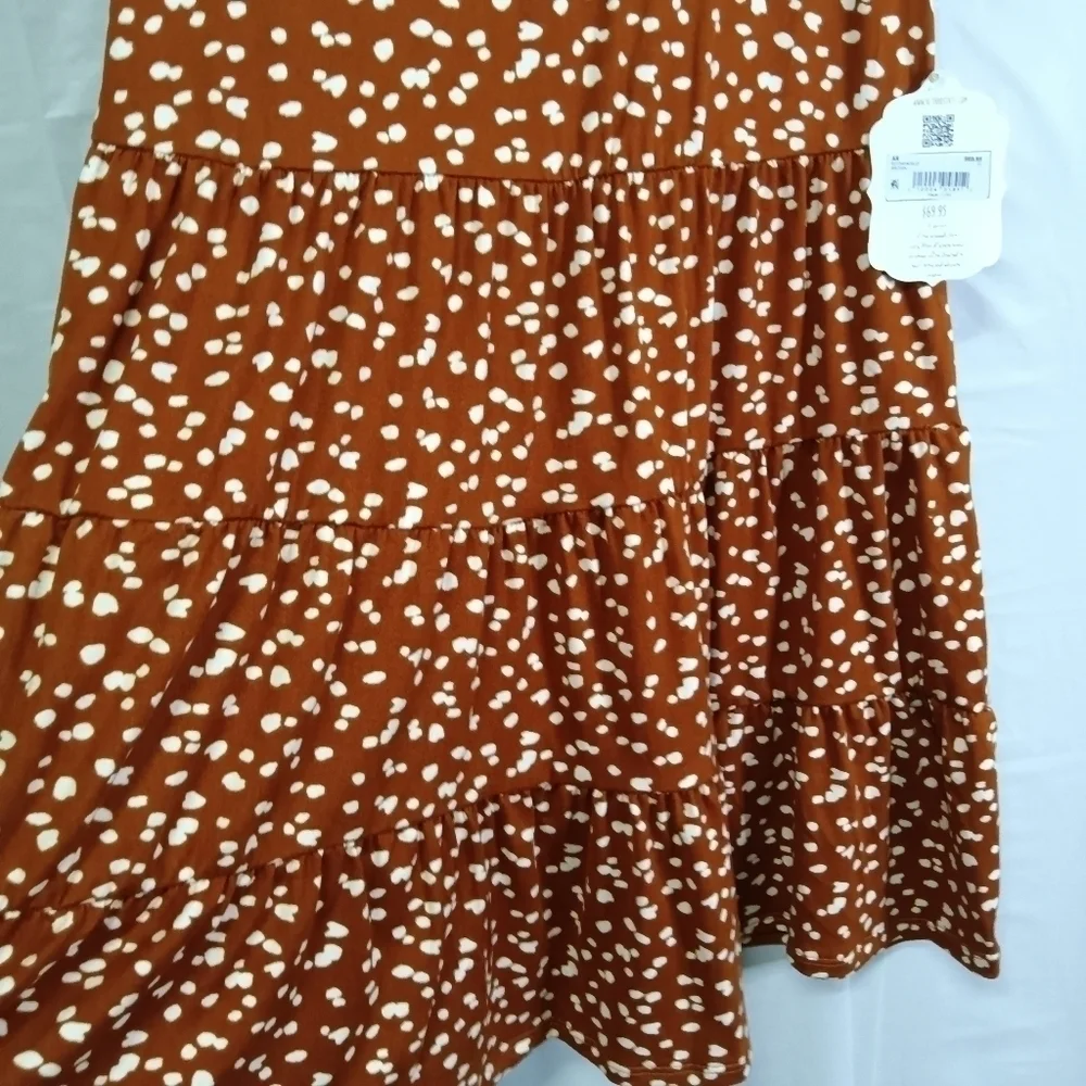 Altar'd State Brown Print Ruffled Shift Dress M NWT